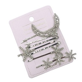 Ipetboom Elegant Silver Star and Moon Hair Clips Fashion Headwear Accessory for Women