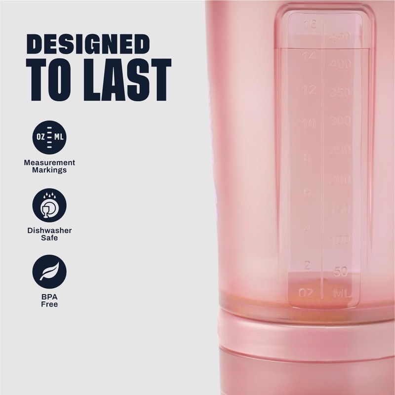 BlenderBottle Shaker Bottle with Pill Organizer and Storage for Protein