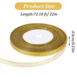YUXIANLB 6 Rolls Metallic Glitter Ribbon, 1/4Inch 24 Yards Gold Silver Sparkly Fabric Ribbon for Gift Wrapping, Wedding, Birthday, Christmas, Festival Decoration, DIY Crafts Projects