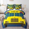Cartoon School Bus Kids Comforter Set 7 Piece Twin Size,Bright