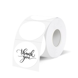 1.5 Inch White Round Thermal Sticker Labels, Self-Adhesive Circle Direct Thermal Labels, Waterproof/Removable- Perforation Line Design- 350 Pcs/ 1.5 Inch