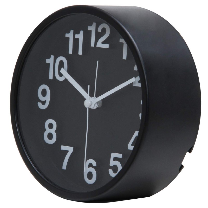 Fujiboeki 99230 Liam Table Clock, Black, Diameter 5.3 inches (13.4