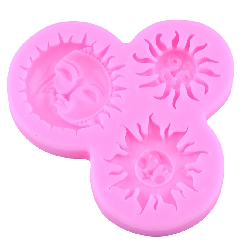 MIYAHOUSE Sun Moon Face Fondant Mold Sun Face Star Silicone