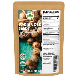 Coriander Seeds, 16 Oz, 100% Certified Organic, Raw, Non-GMO, Non-Irradiated