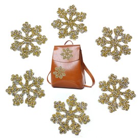 DHER Iron-On Patches, Iron-On Patches, Mixed Iron-On Patches, Pack of 6, Pentagram Iron-On Patches, Star Pattern, Iron-On Patches, Shoes and Hats, Fabric Patches, Bags (Snowflakes)