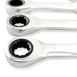 Leliafleury Stubby Ratchet Spanner 19mm, Short Combination Ratcheting Wrench, Mini Open End Spanner, Small Metric Home Tools for Repair Bicycle