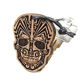 Laserano Wooden Keyring with Engraving Key Ring Lanyard for Car Front Door Bike, Death skull
