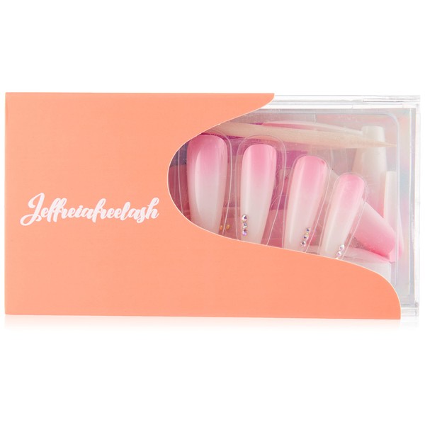 JEFFREIAFREELASH Press On Nails (Rhinestone Ombre) 100% Vegan Cruelty Free