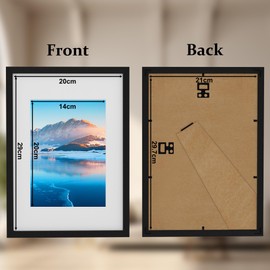 A4 Frame, 21x30 cm Wooden A4 Photo Frames, A4 Picture Frames with Mount, Black Picture Frames for A4 Print, Certificate Frame for Wall Mount, For Table Decoration