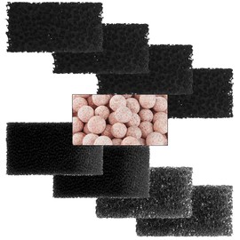 AquaMiracle Aquarium Filter Replacement Filter Media, Including 2 x Coarse Sponge, 2 x Fine Sponge, 4 x Carbonized Sponge & 1 x Bio-Balls(for QR-088)