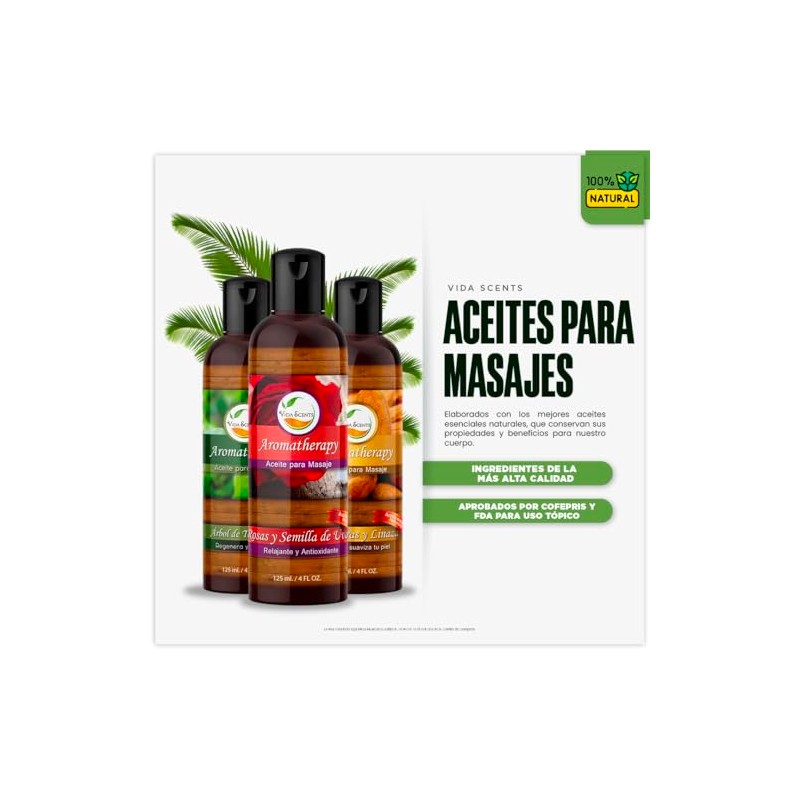 VIDA SCENTS | Aceite Esencial Para Masaje Aromatherapy De 125ml