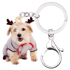 WEVENI Acrylic Yorkshire Terrier Dog Key Chains Yorkie Keychain Women Girl Handbag Charms Jewelry (Valentine B)