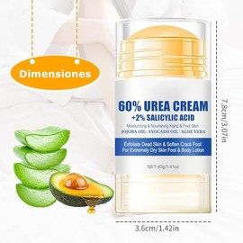 60% Urea Crema Hidratante y Anti-escamosa para Pies, Crema Mejorada en 2025 para Aliviar la Agrietadura y la Secura, Loción para Pies en Stick que Rep