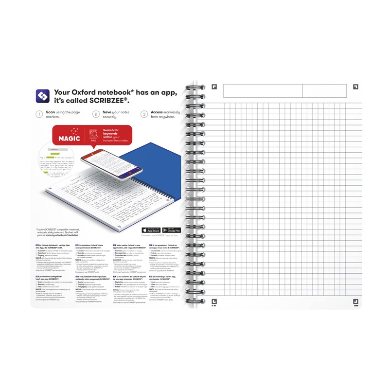 Oxford 1 x A5 Squared Spiral Notebook - Oceanis Recycled