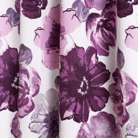 Lush Decor Room Darkening Window Curtain Panel Pair Leah Floral Insulated Grommet, 84" L, Purple and Gray
