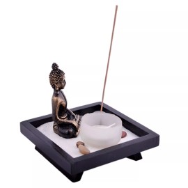 THY COLLECTIBLES Asian Japanese Feng Shui Sand Zen Garden Buddha Tealight &...