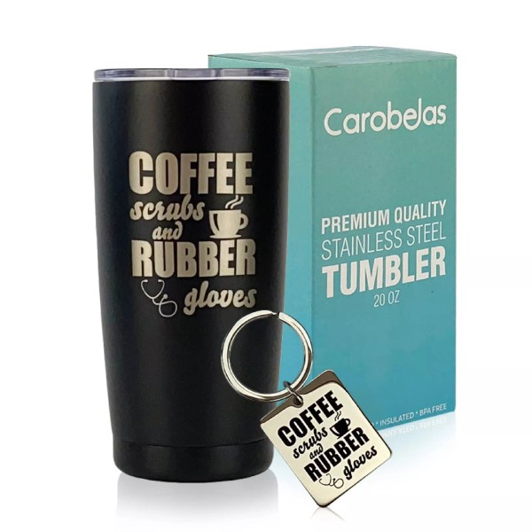 Coffee Cup Carobelas Nurse Gifts Tumbler Set 'Coffee Scrubs And