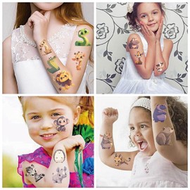 10 Sheets Cute Animal Temporary Tattoos for Kids, Birthday Party Favors, Cute Cartoon Decoration Sticker Gifts for Girl Boys Home Activity Class Prizes Carnival Christmas Rewards (Colorful Animals)