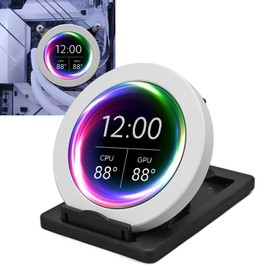 Liquid CPU Cooler LCD Display, 2.8in Round AIO RGB CPU Liquid Cooler Screen, Temperature Displayed CPU Cooler, All in One Liquid Cooler Circular LCD Display for Desktop Chassis