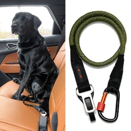 ARCA PET Dog Seat Belt for Car | Universal Dog Car Seatbelt | Durable Reflective Dog Seatbelt with Clip Hook Latch, Buckle and Carabiner- Safe and Secure Pet Safety Restraint for Dog (Army Green)