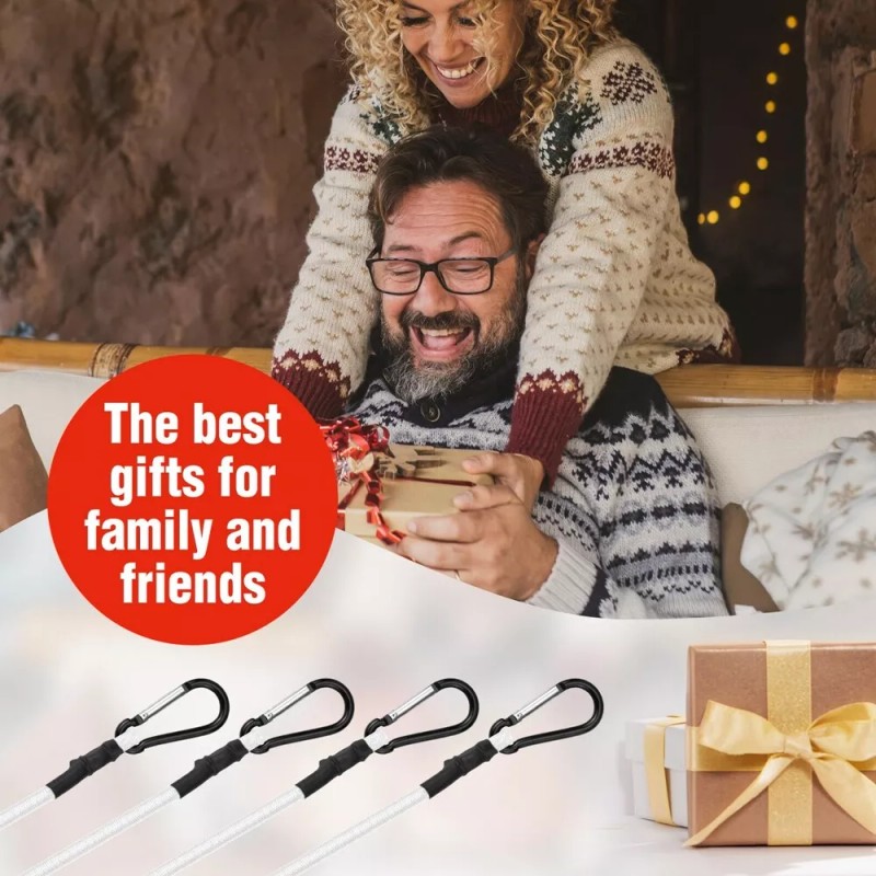 WORKPRO 4PCS 24" White Heavy Duty Bungee Cord Rubber Straps