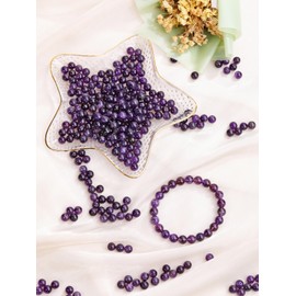CrystalTears 8mm Amethyst Crystal Beads for Jewellery Making 96pcs Round Healing Stone Beads Purple Loose Gemstone Beads for Bracelet Making Crafting DIY Necklace Earrings Gifts for Women Girls
