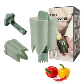 Pepper Seed Corer Remover Tool, Cuworlis 2 in 1 Fruit and Vegetable Core, Bell Pepper Cutter and Quick Cave Tool, Jalapeno Corer Cutter Deseeder Red Green Peppers
