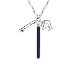 JewelryWeb 925 Sterling Silver Rhodium Plated Dark Blue Enml Bar Peace-Bar Dove Adjustable Necklace 20 Inch Pendant-Necklace for Women