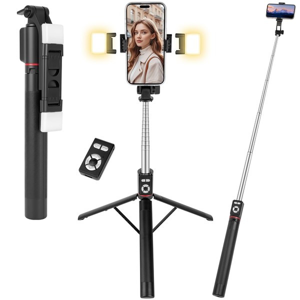 Adiwo Mobile Phone Tripods, 67''/170cm Extendable Selfie Stick with 2
