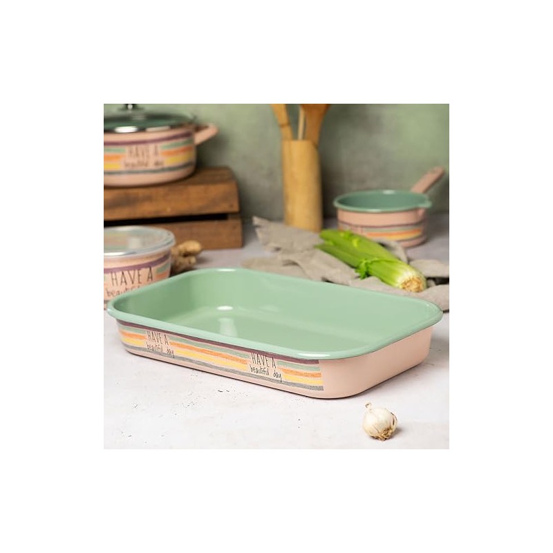 Enamel Roasting Pan with Handles (Have a Beautiful Day)