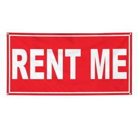 Vinyl Banner Multiple Sizes Rent Me Business A Business Outdoor Weatherproof Industrial Yard Signs Red 4 Grommets 24x48Inches