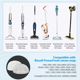 Extolife 6 Pack Steam Mop Replacement Pads for Bissell Powerfresh Steam Mop 1940 1806 1544 2075 2685A 2181 2814 Series, Model 19402 19404 19408 19409 1940A 1940F 1940Q 1940T 1940W B0006 B0017 2075A