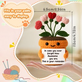 Crochet Heart Flower Plush – You Are Awesome Reminder – Encouragement Gift for Women, Friends, Coworkers – Cute Knitted Desk Decor for Emotional Positivity Birthday Farewell Goodbye Retirement