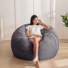 MAXYOYO Bean Bag Chair for Adults, Large 3 ft Bean Bag Chair with Foam Filling, Ultra Soft Fur Lazy Sofa for Living Room Bedroom, Machine Washable Cover