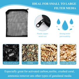 20 pieces aquarium filter bags, fine, aquarium mesh bag with zip, 15 x 20 cm, mesh filter bag with high flow, mesh filter bag, reusable for activated carbon, ceramic ring, white and black