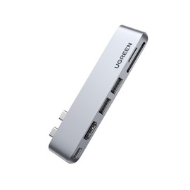 UGREEN USB C Hub para MacBook Pro, Adaptador USB Tipo C con 4K HDMI,Thunderbolt 3,2USB 3.0, Micro SD Lector de Tarjetas para MacBook Pro 2019/2018/2017/2016,MacBook Air 2020/2019/2018, Plateado