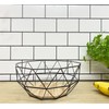 Black Geometric Metal Wire Wooden Base Decorative Storage/ Display Basket