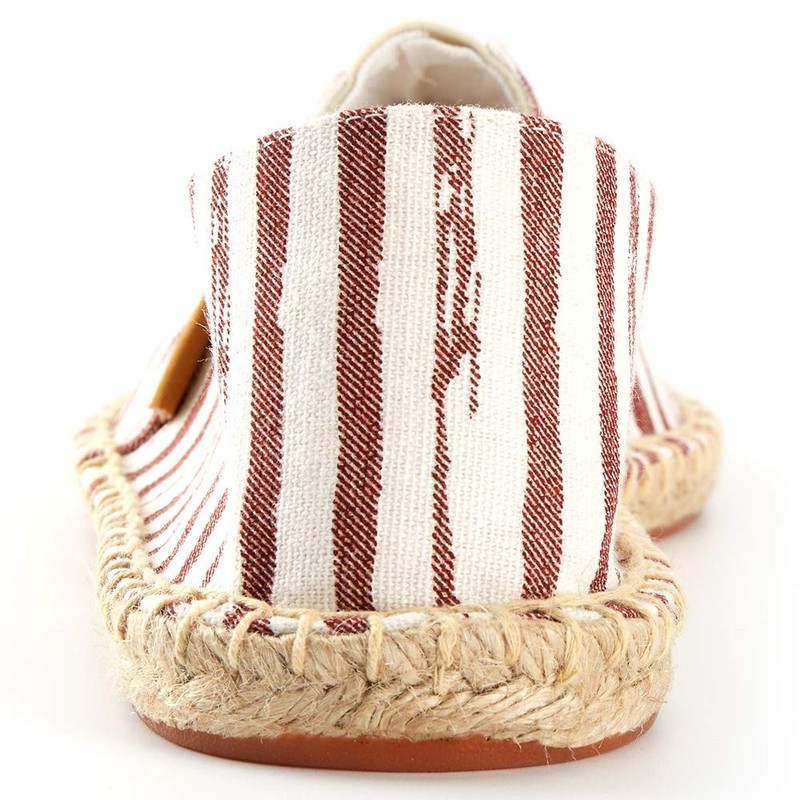 Kentti Men's Stripe Canvas Classic Flat Espadrilles, red, 44 EU