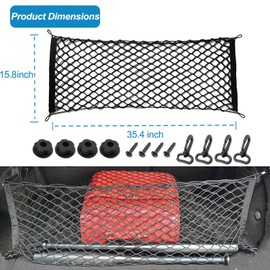 Car Rear Cargo Net, Adjustable Elastic Storage Organizer Net, Trunk Cargo Storage Net, Car Interior Accessories, Fit for Car, SUV, Jeep, Truck (35.4 x 15.8 Inch)