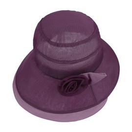 RUIXIA Vintage Women Bowler Hat Cloche Cap Floral Fedora Bucket Hat Flower Printed Summer Breathable Sun Caps Cooling Comfortable Travel Beach Hats Tea Party Purple