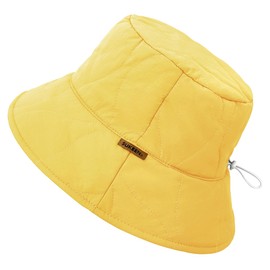 Sukeen Winter Bucket Hat Women Men Lightweight Cotton Filled Warm Hat Waterproof Adjustable Fisherman Hat for Hiking, Travel Yellow