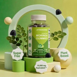 Sugar-Free Moringa Gummies 10000mg per Serving – 60 Vegan Pectin Gummies, Plant-Based Supplement, Multiflavor, Non-GMO, Gluten Free