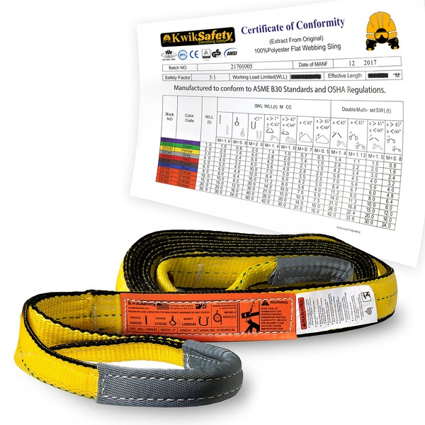 KwikSafety - Charlotte, NC - Mighty Sumo 2”x 4’ Poly Web Sling Lifting Strap Construction ASME OSHA / 6400lbs Vertical 5100lbs Choker 12800lbs Basket/Rigging Moving Towing Hoisting Gear