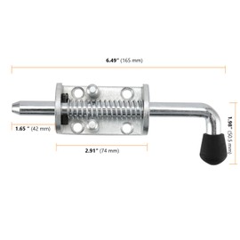 SEUNMUK 4 Pack 6.5 Inch Sliver Spring Loaded Latch Pin, Sliding Barrel Bolt Door Lock with 12mm Thick Bar, 5mm Thickened Heavy Duty Interior and Outdoor Latch for Cabinets, Chests