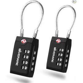 NoBrand 2 Pack TSA Approved Travel Luggage Locks, 4-Digit Cable Combination Suitcase