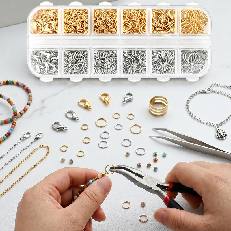 Catephe 1200 Pcs Open Jump Rings, Jump Rings for Jewelry