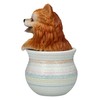 Pomeranian Dog Figurine in Flower Pot - Polyresin Dog Figurine,