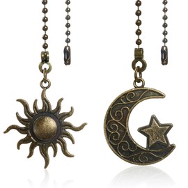 Ceiling Fan Pull Chain - 2PCS Whimsical Decor, 90s Celestial Decor, Pull Chain Extension, Ceiling Fan Pulls, Light Pulls Chains Decorative, Vintage Charm Sun and Moon Pendant Chains, Pulls Cord Light