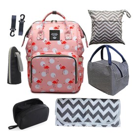 ERGO QUEEN Backpack Diaper Bag with Changing Station, Multi function Boys Girls Baby Backpack for Mom Dad, Unisex Travel Essentials Tote, Waterproof Wet Dry Bags, Baby Nursing Organizer Pouches, Pink