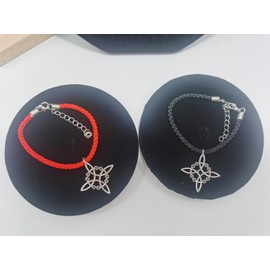 Sets de Joyería, 2 piezas de rojo clásico Y negro,Dije Nudo de Bruja Juego Curado Pulsera Borlas+Nudo de Bruja, pulsera nudo de bruja,Regalo, Collar Mujer,Parejas, amistades